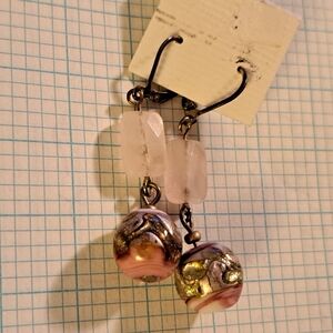 Elegant Pink Rose Quartz And Pink Mother Of Pearl Abalone Shell Bead Earrings